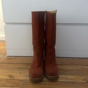 Burnt Orange Suede Campus Frye Mid-Calf Boot